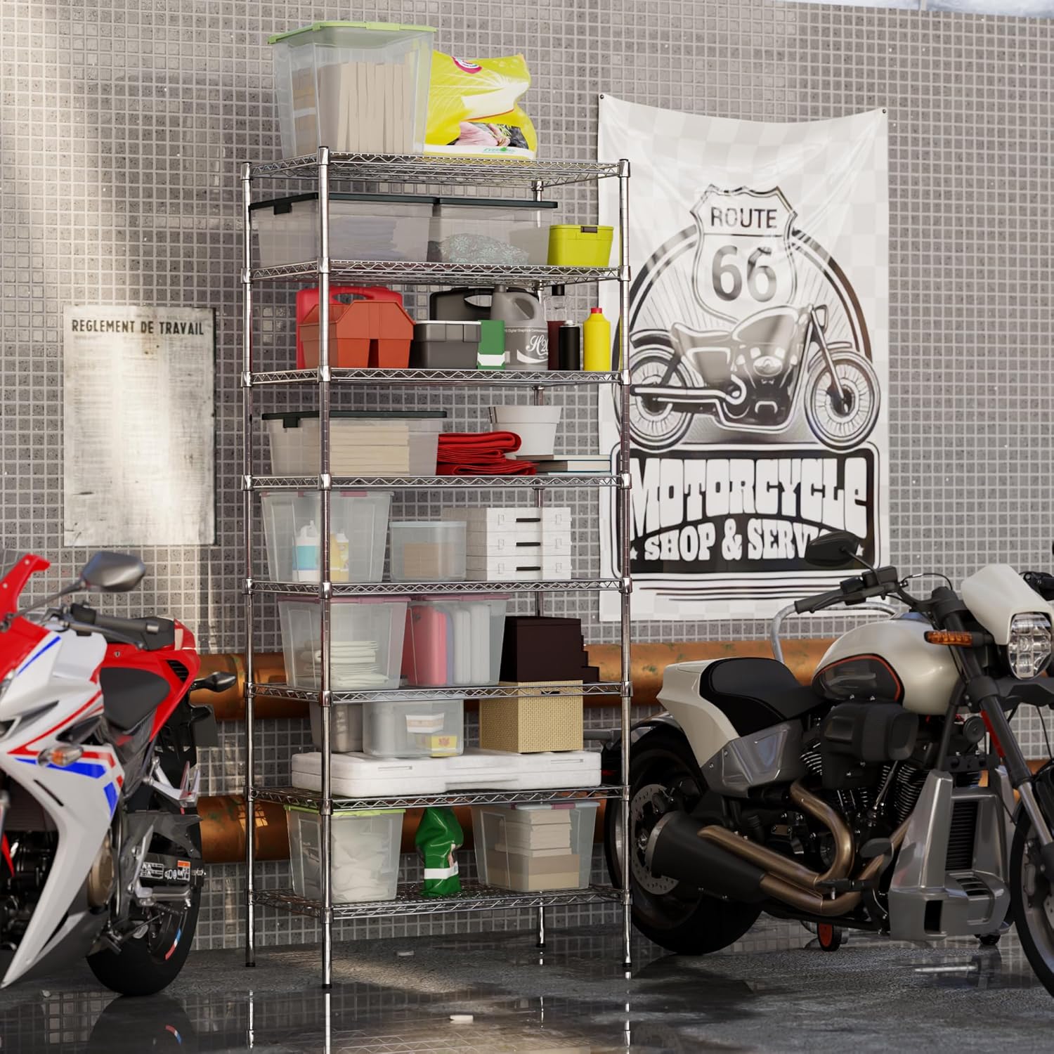 21" Deep x 36" Wide x 86" Height Wire Shelving Kit | 8-Tier | NSF Commercial Storage Rack Unit