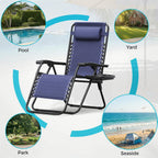 Homall Zero Gravity Chair Patio Folding Lawn Outdoor Lounge Gravity Camp Reclining Lounge Chair with Cup Holder Pillows for Poolside Backyard and Beach Set of 4 (Blue)