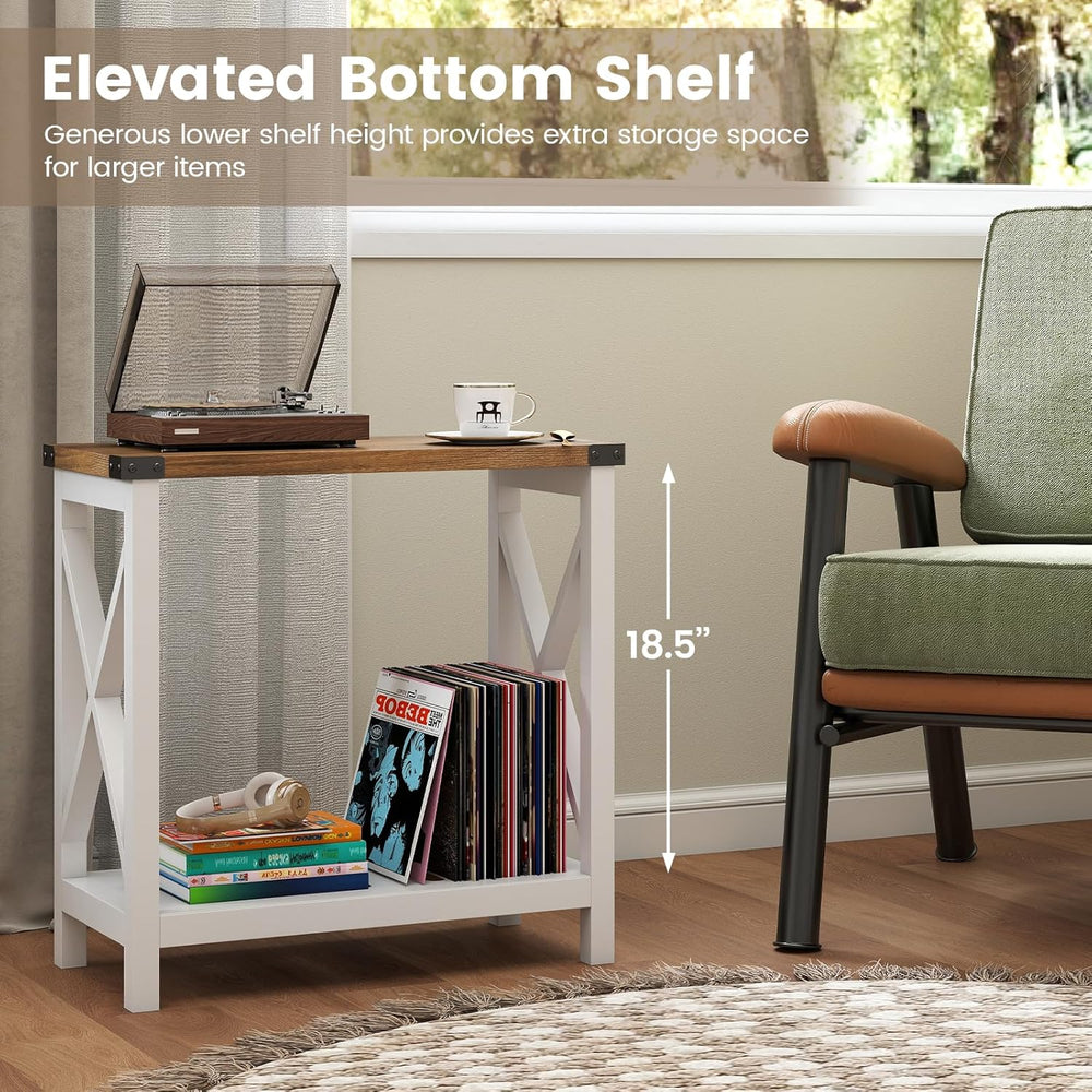Hadulcet Farmhouse End Tables Living Room Set of 2, Narrow Side Table with Ch...