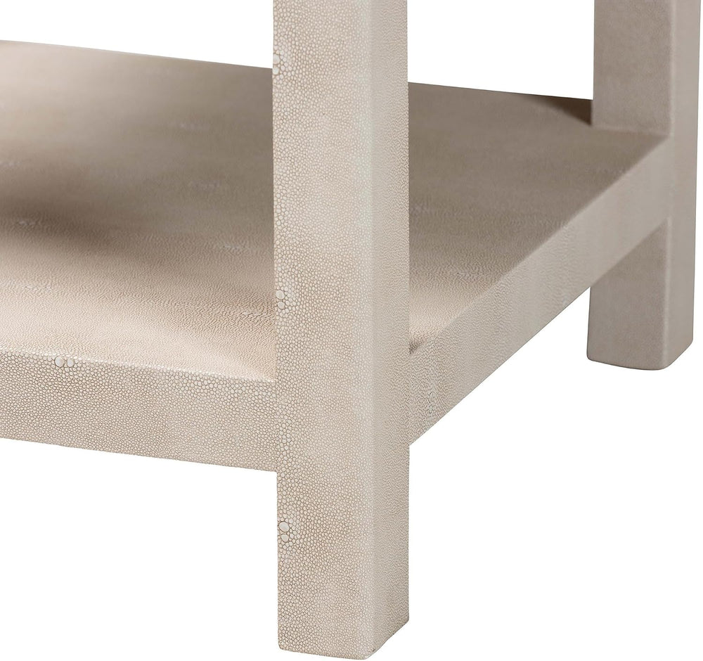 Baxton Studio Dansby Modern Beige Faux Shagreen 1-Drawer End Table