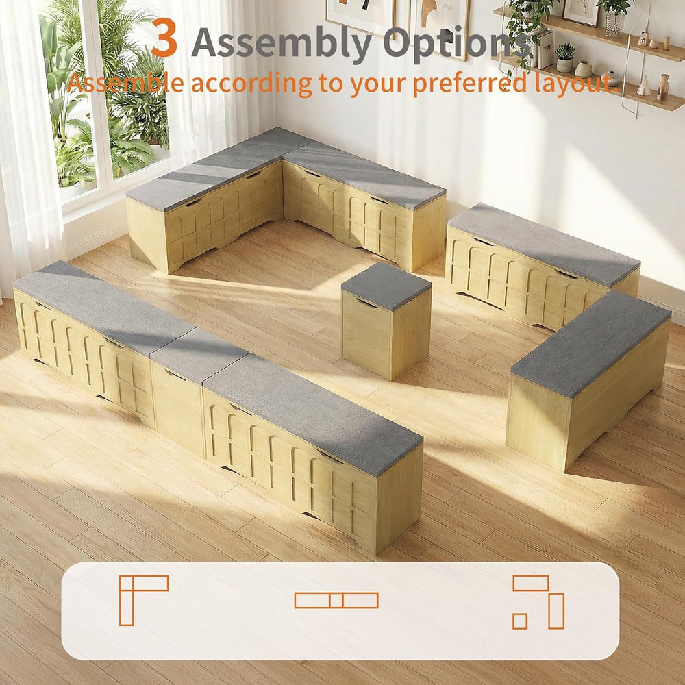 Zevemomo 63" L Shaped Storage Bench with Cushion, Kitchen Breakfast Nook...