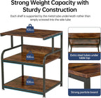 Large Printer Stand with Adjustable Storage Shelf, 3 Tier Printer Cart with Wheels for Home Office Organization, Rolling Table Stand for Heat Press Mini Fridge, Industrial Style