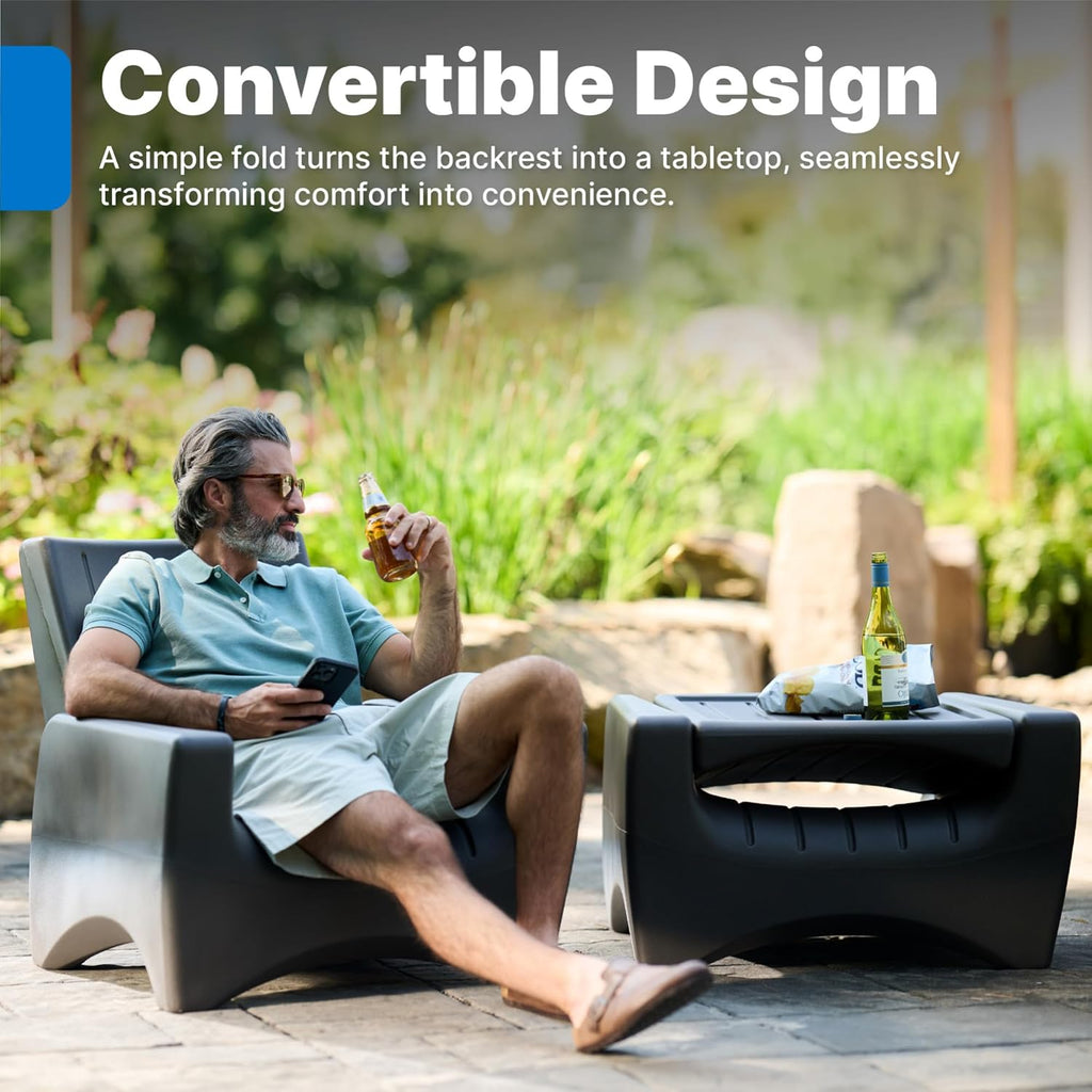 Step2 Switchback Adirondack Chair for Patio, Porch, Pool, Fire Pit, Deck, Durable Outdoor Seat with Back Support for Adults, Harbor Gray