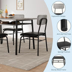 5-Piece Dining Table Set for 4, Wood Kitchen with Built-in Storage Rack, Small Kitchen Table with Upholstered Chairs and Metal Frame for Small Spaces, Gray