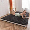 MAXYOYO Japanese Floor Futon Mattress King Size, Floor Futon for Adults, Roll Up Folding Mattress, Diamond Patterned Japanese Futon Mat, Black