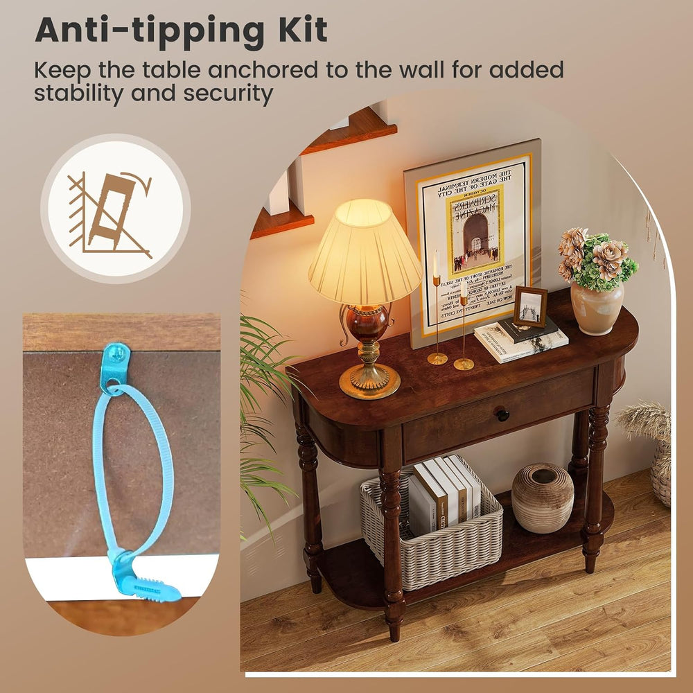 Giantex 2-Tier Console Table, 36" Retro Entryway Table with Storage Draw...