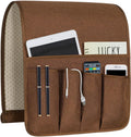 NB Sofa Armrest Organize remote holder bedside caddy organizer with 5 pockets，non-slip couch remote control holder couch armchair caddy accessories (Brown, 35"x12.4")