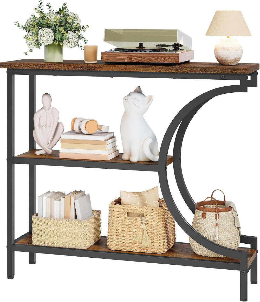 Hoctieon Console Table, 3-Tier Industrial Entryway Table with Storage, Hallwa...