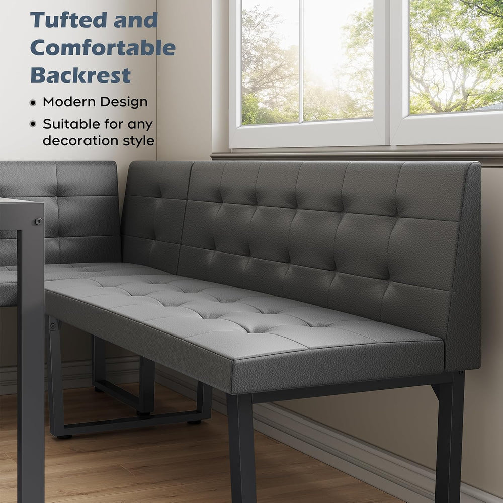 XIAO WEI Corner Dining Table Set for Small Spaces, 70 Inch Breakfast Nook wit...