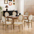 French Country Dining Chairs Set of 6,Farmhouse Upholstered Dining Room Chairs with Tufted Round Back&Solid Leg,Velvet Kitchen Side Chairs for Kitchen/Bedroom/Dining Room,Beige