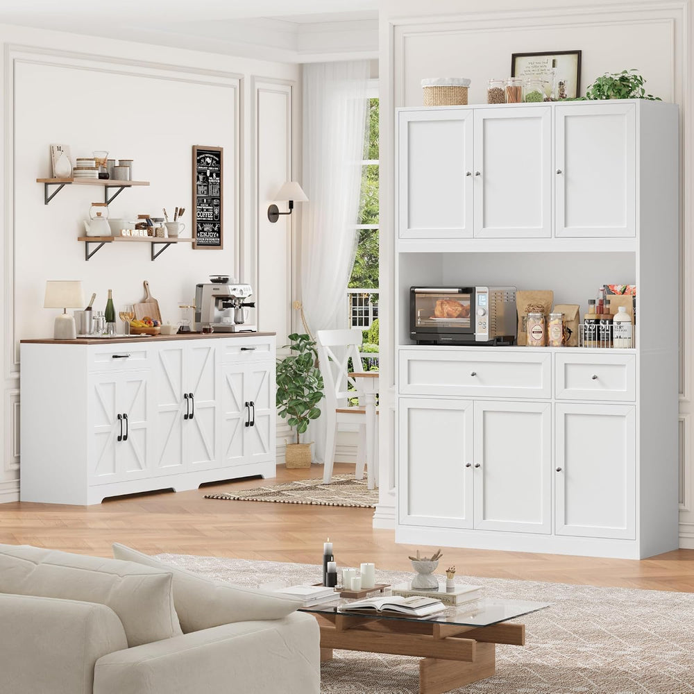 BOTLOG 2PCS Kitchen Cabinets, 71” Large Sideboard Buffet Cabinet with Storage...