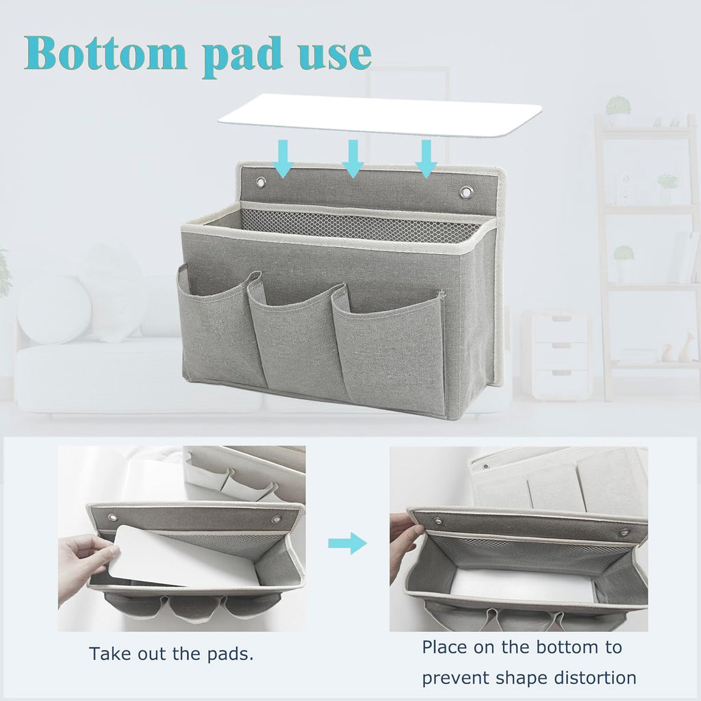 2-Pack Wall Hanging Organizer Bag/Hanging Baskets with Large Mesh Compartment & 3 Pockets，Over the Door Organizer Space Saving Storage for Bedroom,RV Camper, Closet (Gray -2 Pack)