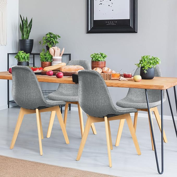 Giantex Set of 4 Kitchen Dining Chairs, Easily Assemble Modern Fabric Cushion...