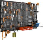 TORACK Metal Pegboard Wall Organizer System for Garage, 109 PCS Pegboard Accessories Tool Organizer Kit with Pegboard Bins, Hooks, Pegboard Tool Storage System for Workbench(Black)