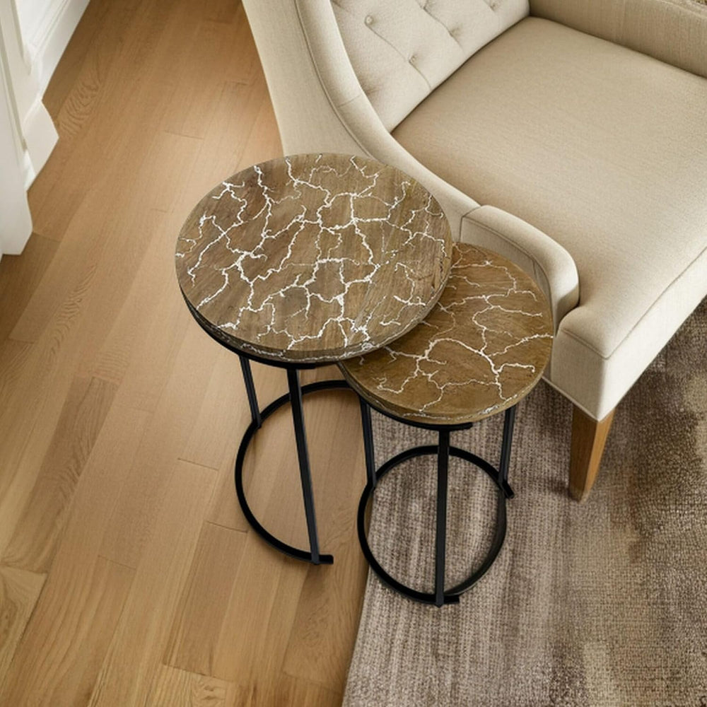Carolina Chair & Table Electra Round Nesting Accent Table Set - Mango Woo...