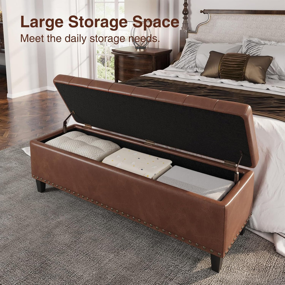 FiveWillowise 51 Inch Storage Ottoman Bench,Large End of Bed Storage Bench | ...