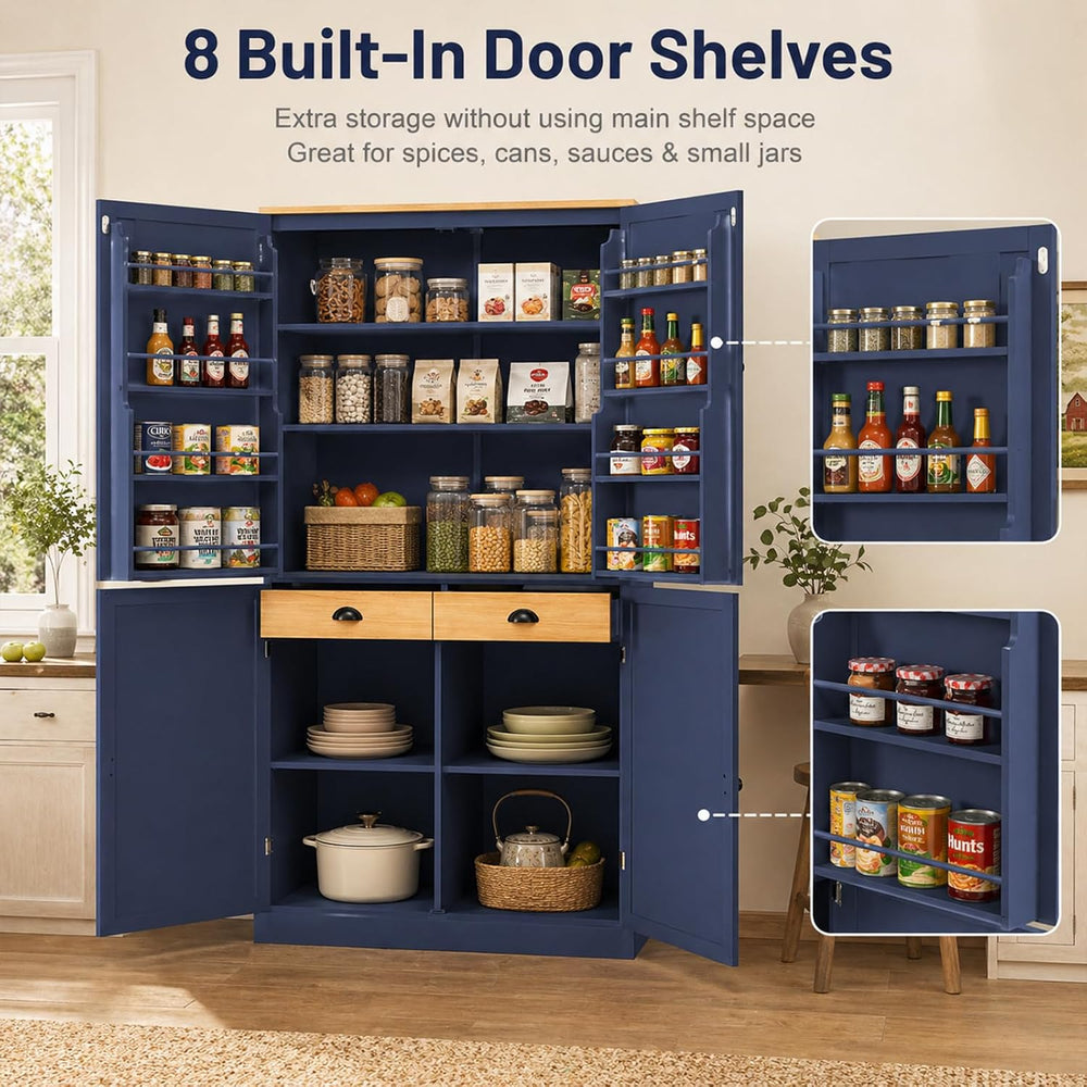 Kitchen Pantry Cabinet, 40.2" W x 20" D x 71.3" H Large Freest...
