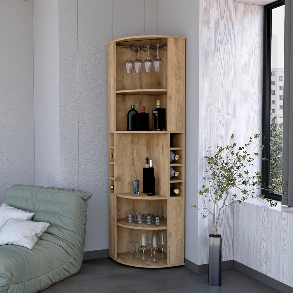 Wine Rack 5 Large Shelves Corner Storage Cabinet, Pantry Sideboard Locker for...