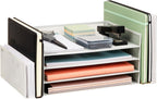 Mind Reader Desktop Organizer, File Storage, Paper Tray, Workspace, Office, Metal Mesh, 16.75" L x 9.15" W x 6" H, White