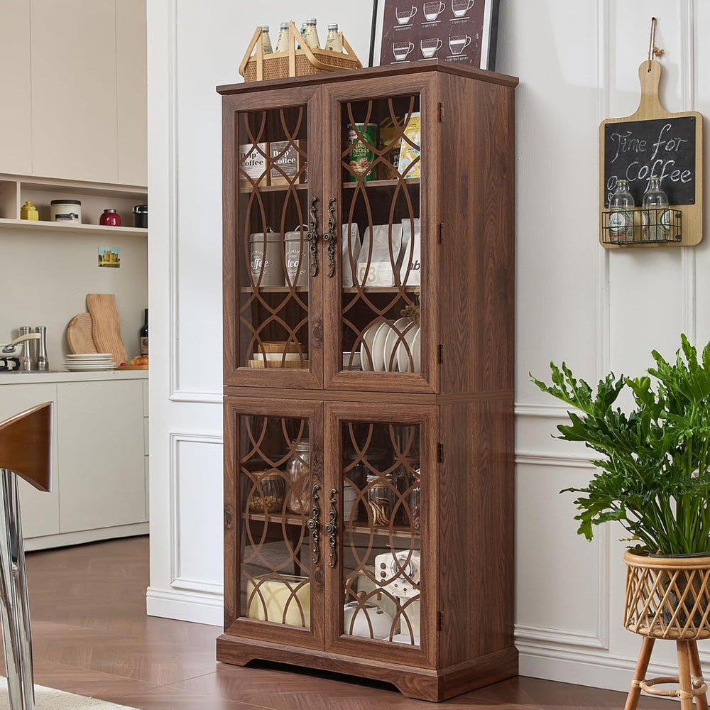 Joaxswe 67" Tall Bookshelf Set of 3, Vintage Book Shelf with Glass Doors...