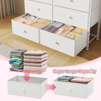 Bepatio Dresser for Bedroom with 12 Drawers, Fabric Dressers & Chest of Drawers with Sturdy Metal Frame, Wood Top, for Woman, 38.9" W x 11.8" D x 40.1" H (White)