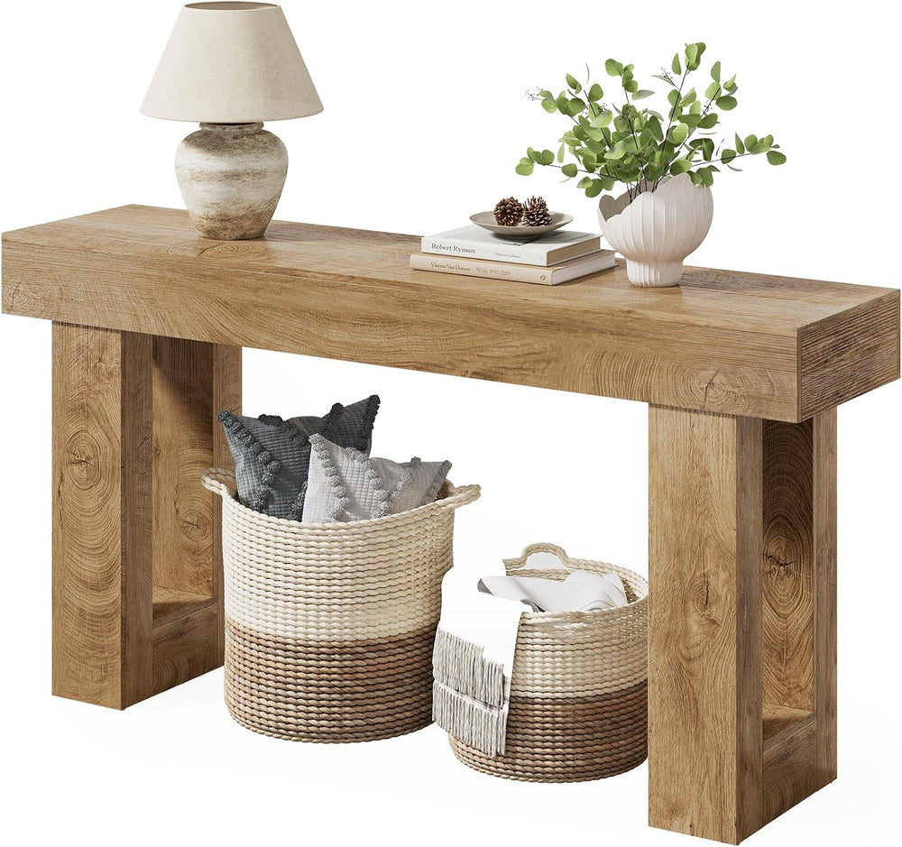 LITTLE TREE 63 Inches Long Sofa Table, Farmhouse Console Table for Entryway, ...