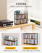 3-Tier CD Holder, CD Storage and Rack for Display, Storage Organizer with Display Top Shelf, Premium Holder Shelf for Home, Office and Kitchen Counter Organizer Rack, Holds 123 CDs