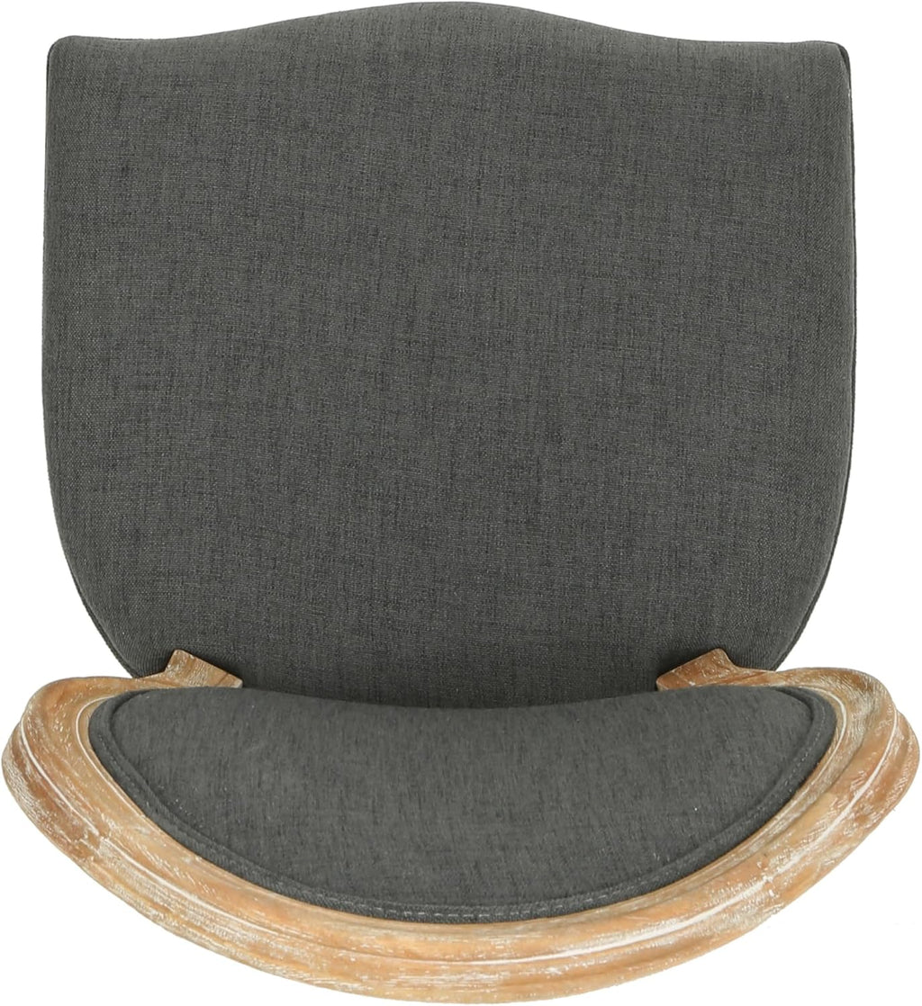 Christopher Knight Home Reed Upholstered Farmhouse Dining Chairs, (Set of 2), Dark Gray + Black Checkerboard + Natural