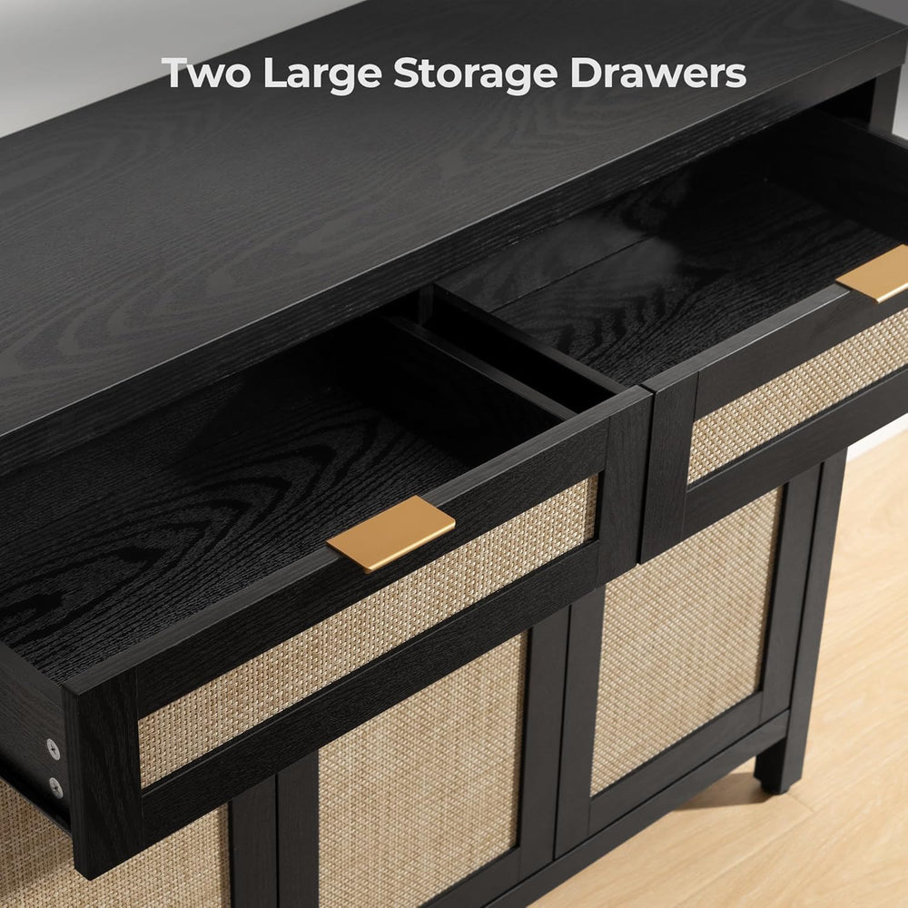 SICOTAS Rattan Sideboard Buffet Cabinet with Storage, Boho Credenza Accent Ca...