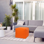 Gouchee Home Cube Soleil Pouf Ottoman Foot Rest - Orange, Modern Square Bean Bag Chair with Fade Resistant Fabric - Floor Pouf for Living Room, Bedroom or Patio - Foot Rest for Indoor and Outdoor