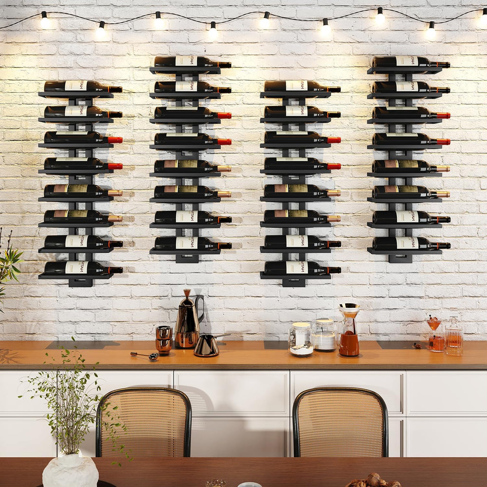 IBUYKE Wall Mounted Wine Rack 12 Bottle,Metal Storage Rack,Black TMJ909B | Wi...