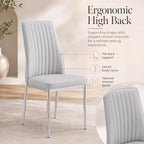 Dining Chairs Set of 4,Sillas de Comedor Modernas 4,Leather Upholstered Kitchen Chairs with Chrome Metal Legs,Modern Dining Room Chairs ,Easy-Clean Chairs for Dining Room, Apartment (Light Gray,4)