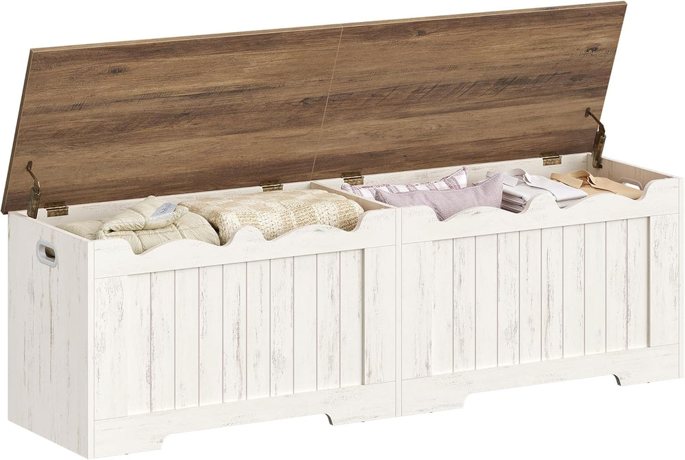 Hzuaneri 59" Storage Chest, Storage Bench Trunk with 2 Hinges, Wooden Bo...