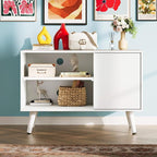 WLIVE TV Stand for 40 Inch TVs, Small Entertainment Center with Storage Cabinet, Mid-Century Modern TV Stands for Living Room and Bedroom, 32" TV Console, White