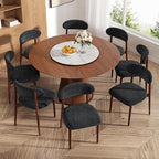Wooden Dining Chair Set of 8, Modern Dining Chairs with with Curved Back, Fabric Upholstered Kitchen Dining Room Chairs with Adjustable Legs for Farmhouse Dining Living Room,Dark Grey