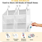 Over The Door Organizer 5 Tiers, Extra Large Behind Door Storage of 10 Compartments, 80 lbs Weight Capacity Hanging Storage Organizer with Clear Window Kids Toys, Shoes,Diapers, Room Storage, White