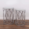 Nested Metal Side Tables - Set of 2 for Living Room & Bedroom (Silver)