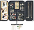 Pinzoveco Hanging Jewelry Organizer, Wall Mounted Jewelry Organizer for Earring Holder Organizer, Jewelry Cabinet Holder Jewelry Storage Box for Earrings, Necklaces, Bracelets, Ring Holder (Black)