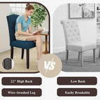 LSSBOUGHT Dining Chairs Set of 2,Upholstered Parsons Dining Room Chairs Fabric Kitchen Chairs with Solid Wood Frame and Nailhead Trim(Blue)