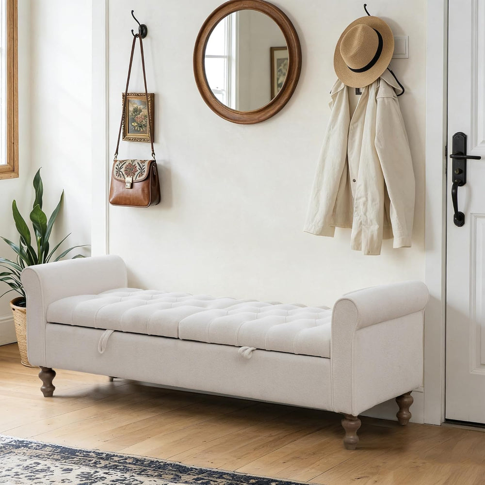 Chifee & Vingol 65" Storage Ottoman Bench Upholstered End of Bed Ben...