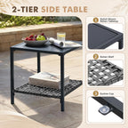 GDY 4-Piece Outdoor Patio Furniture Set, Includes 1-Woven Rattan Rocking Chair, 1-Table, & 2-Swivel Chairs, with Extra-Thick Cushions, for Gardens, Porches, Poolside, or Patio Lounge Spaces, Grey