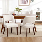 Dining Chair Set of 5,Modern Dining Room Chairs with Thick Cushions,Upholstered Linen Fabric Kitchen Chairs for Kitchen Dining Room Beige