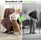 BOSMILLER Power Lift Recliner Chair with Massage and Heat for Elderly,Electric Lift Chair with USB Charging Runction and Side Pockets, Suitable for Living Rooms and bedrooms,Brown