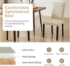 VECELO Upholstered Dining Chairs Set of 6, Modern Fabric and Solid Wood Legs & High Back for Kitchen/Living Room- Beige