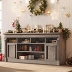 GAOMON TV Stand for TVs Up to 75 Inches, Grey | Entertainment Center, Farmhouse Media TV Console Table, Open Storage Shelves, Cabinets, for Living Room, Bedroom
