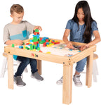 NILO Kids Activity Table Set with 2 Compatible with/Replacement for Detachable Double-Sided Baseplates/Boards/Mats Lego Duplo (N34 Play Table Without Holes, 24x32x20 and 2X Blue Base Plates 12x32)