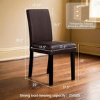 CHUN YI Dining Chairs Set of 6, Faux Leather Dining Room Chairs, Upholstered Parsons Chairs for Dining Room Kitchen Side Chair with Sturdy Wood Legs, Brown (Only Chairs)