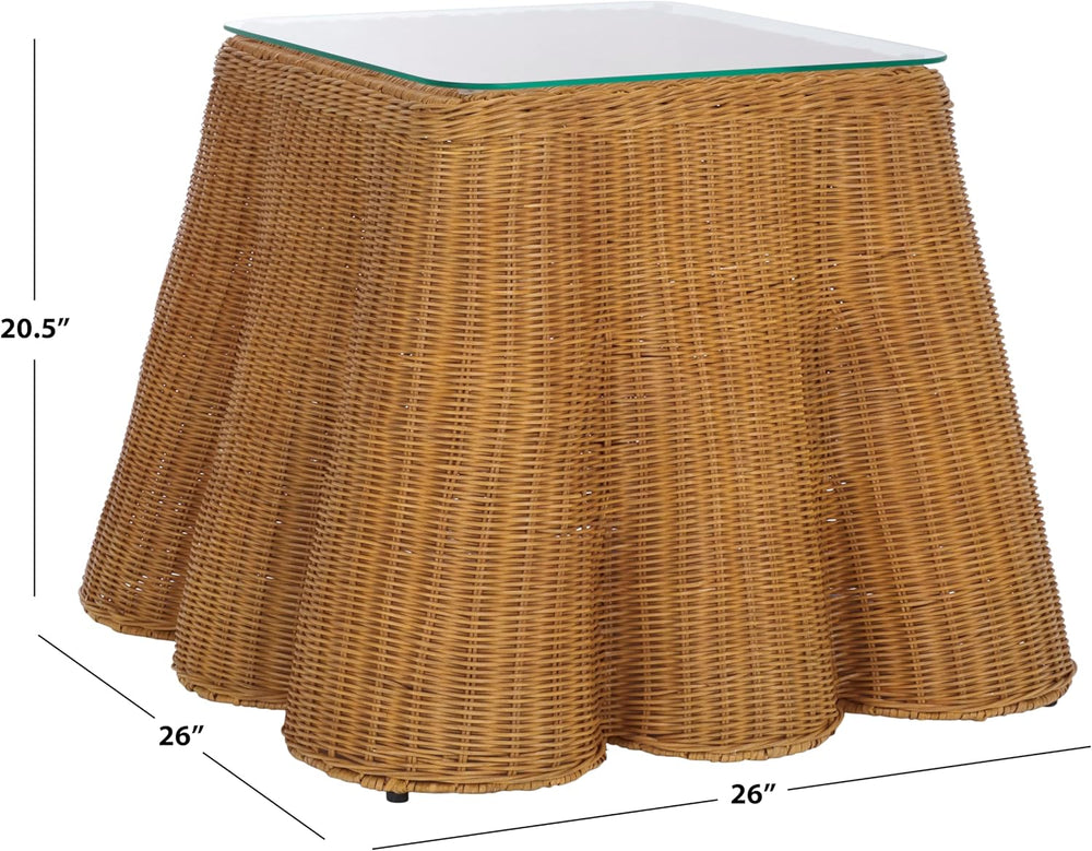 SAFAVIEH Couture Collection - Hylda Natural Rattan Accent Table, Square Desig...