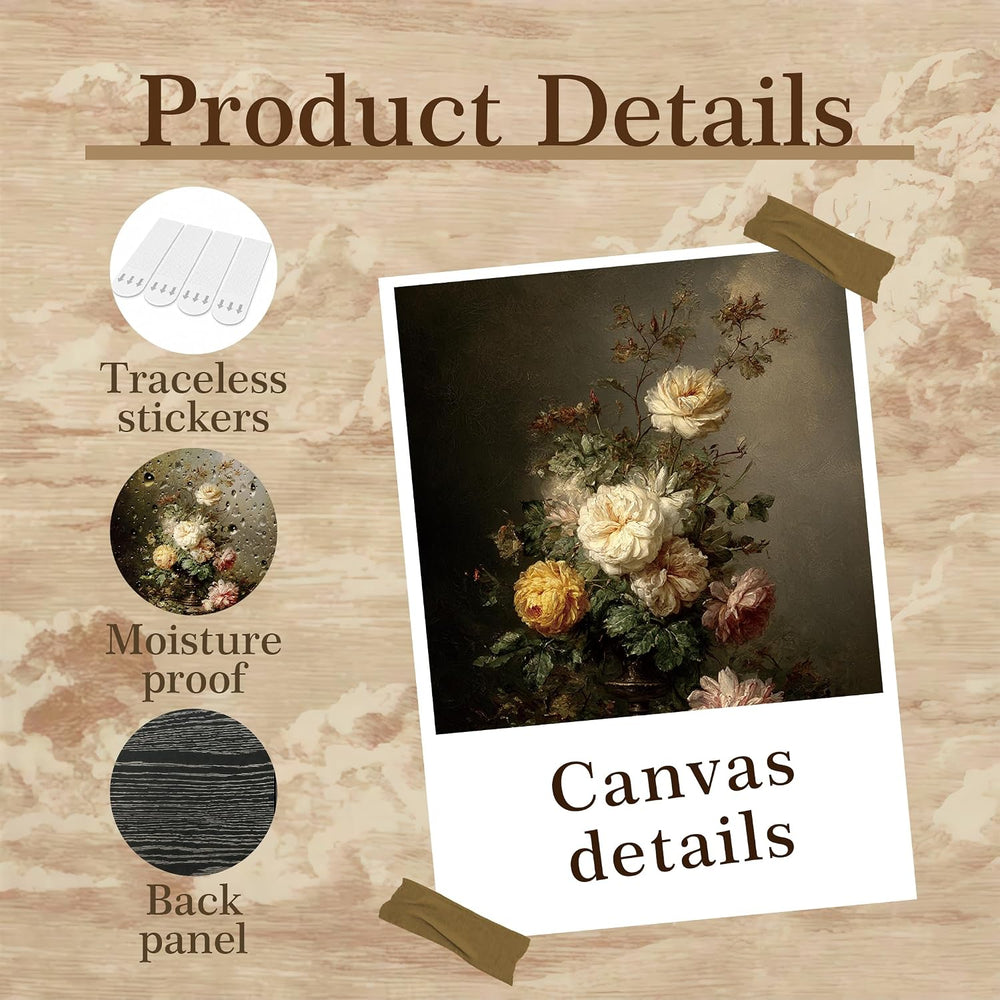 Vintage Still Life Flowers Bouquet Vase Advanced Classic Room Wall Art