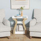 End Table with Charging Station, Side Table with USB Ports and Outlets, Nightstand, 3 Tier End Table with Storage Shelf for Living Room, Bedroom (White)